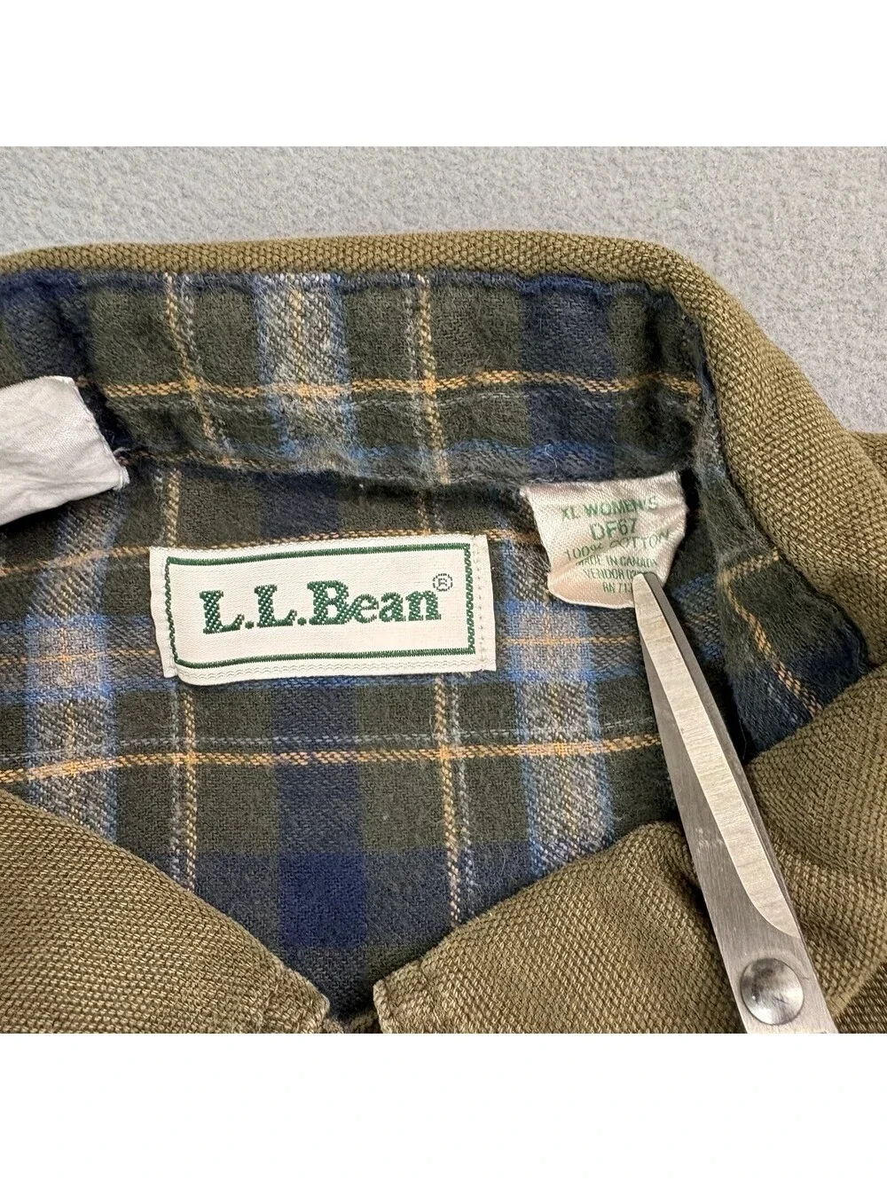 Vintage LL Bean Flannel Lined Hurricane Shirt Jacket Women’s Size XL Shacket